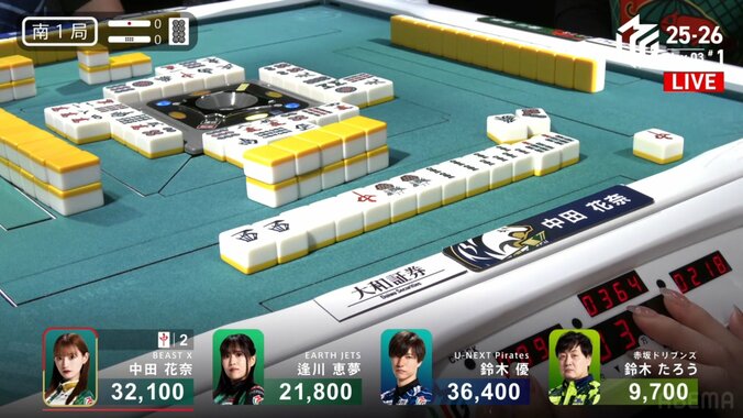 覚醒の瞬間！中田花奈、完璧選択での倍満ツモシーン