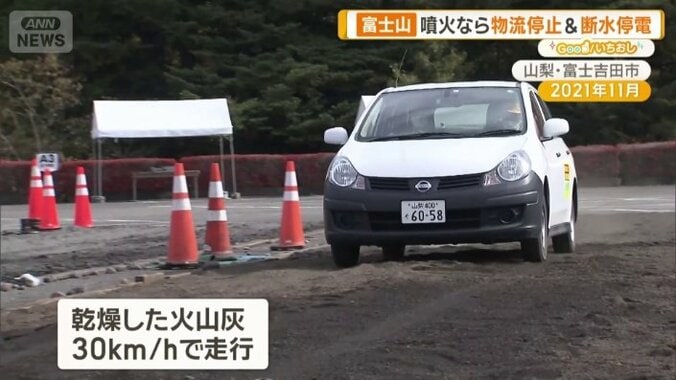 本物の火山灰を使用した走行体験