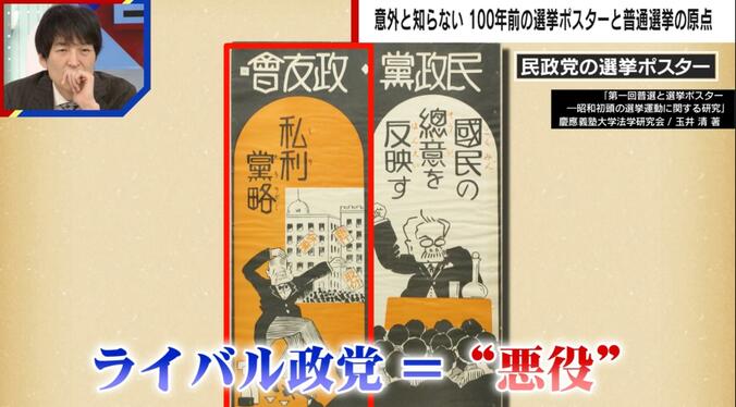 ライバル政党を悪役にしたポスター