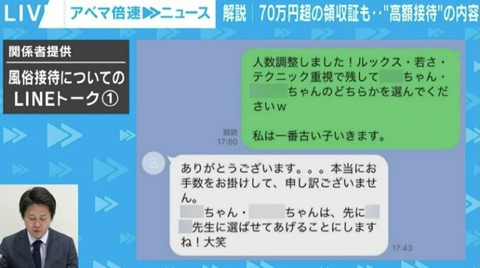 風俗接待についてのLINEトーク