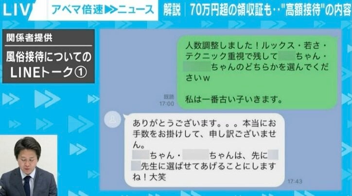 風俗接待についてのLINEトーク