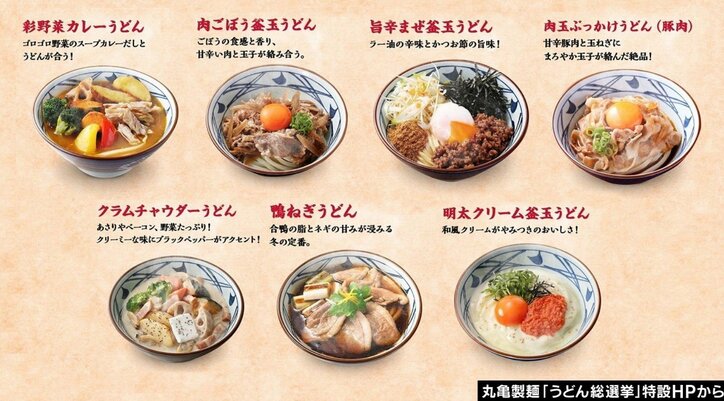 丸亀製麺が20周年企画『うどん総選挙』を実施中！1位は期間限定で復活販売