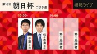 【動画】朝日杯二次予選 千葉七段-佐々木勇七段/第1局勝者同士
