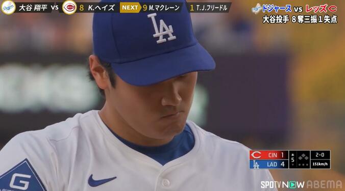 大谷翔平、“不満げ”首振りリアクション