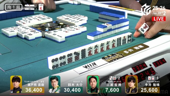 たっぷりためてからドスン！多井隆晴「天空ツモ」炸裂の瞬間