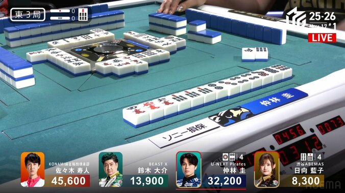 仲林圭、ドラを引いて追っかけリーチ→親満貫の好プレー