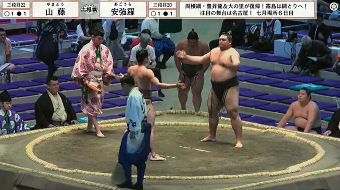 館内を沸かせた山藤(写真左)