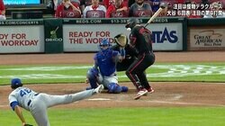 ドジャース戦であわや危険球のアクシデント　頭部スレスレ死球に相手打者は投手を“一睨”、ピリつく両軍…場内騒然