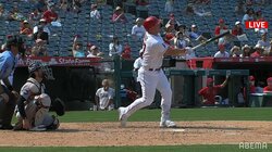 大谷翔平の前で“兄貴”トラウトが4戦連発32号！「本塁打」ボード持つ女性ファンも大興奮でぴょんぴょん、中継でも注目の的に