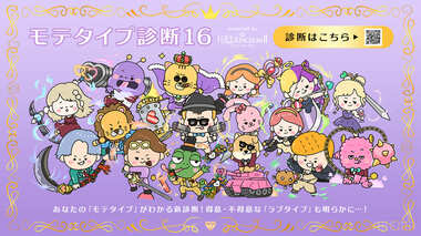 【ABEMA】『ラブパワーキングダム2』参加者16名の「モテタイプ」診断結果を発表…累計7000万回以上診断された「LoveCharacter64」とコラボ