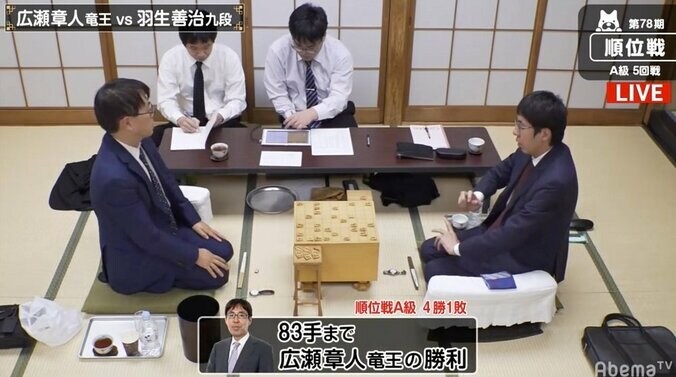 広瀬章人竜王、羽生善治九段下し1敗キープ 次戦は全勝・渡辺明三冠と／将棋・順位戦A級 1枚目