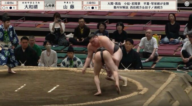 76kgのイケメン小兵力士が134kgに電光石火の珍手 「レスリングかよ」「すごーい」館内どよめき→やんやの喝采 3枚目