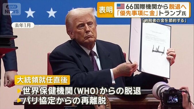 去年1月にWHOからの脱退を決めたトランプ大統領