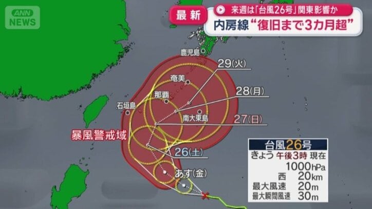 新たに発生した台風26号