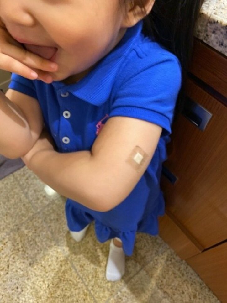友利新、子ども達がインフルエンザワクチンを接種「おチビの為に頑張ってくれた」