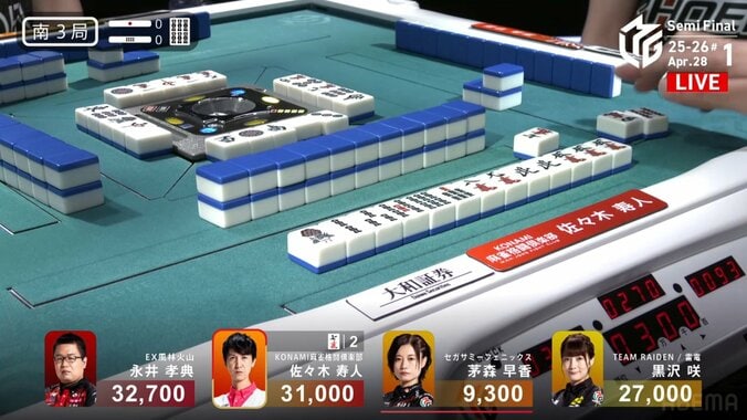 ここで裏3！勝負強さが光る佐々木寿人の満貫