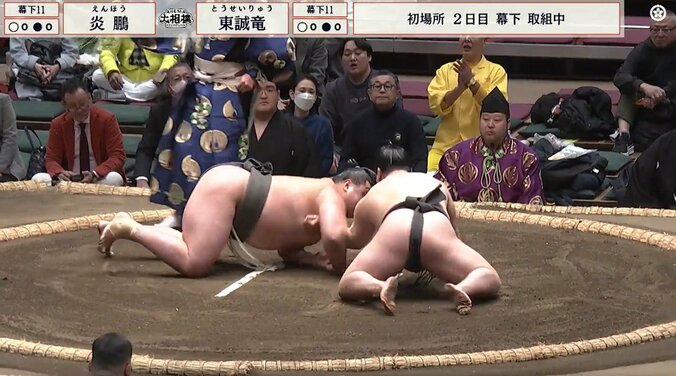 見事な肩透かしを決めた炎鵬だったが