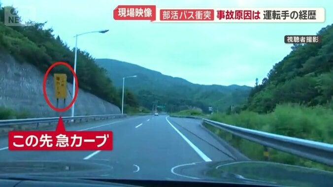 「急カーブに注意」の看板