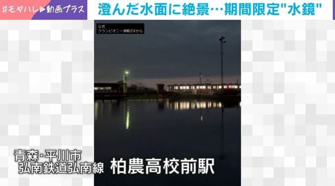 景色が溶け込んだ美しい“水鏡”
