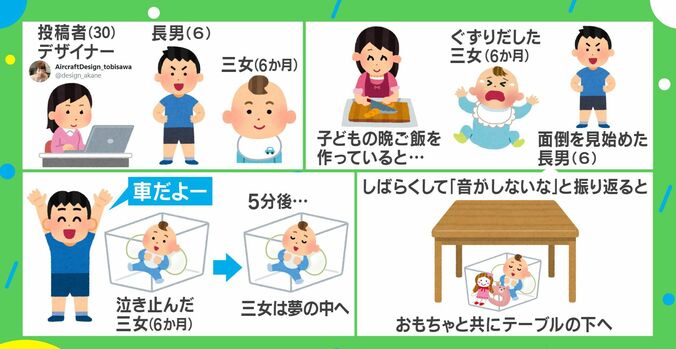 長男に寝かしつけられた赤ちゃんはどこ！？可愛すぎる写真がネット上で話題に 2枚目