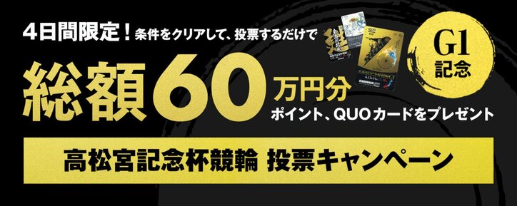 WinTicketが『G1 高松宮記念杯』期間中に総額60万円分プレゼントなどのキャンペーンを実施