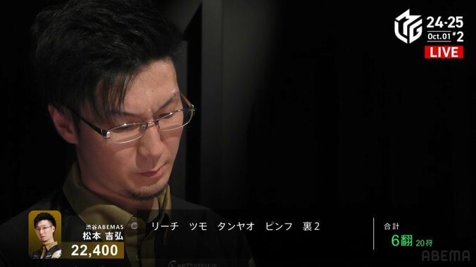 その価値、親の役満超え！松本吉弘、素点・順位点合わせて5万点超の一撃がとにかくエグい／麻雀・Mリーグ