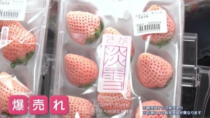 淡いピンク色のイチゴ「淡雪」