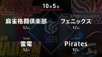 大和証券 Mリーグ Pirates vs雷電vs麻雀格闘倶楽部vsフェニックス