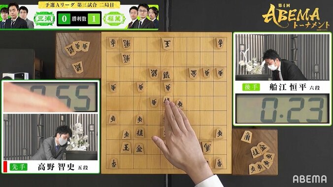 棋士一同が絶賛＆お手上げ 高野智史五段が放った▲5五桂に「まいりました」「次の一手に出てきそう」／将棋・ABEMAトーナメント 1枚目