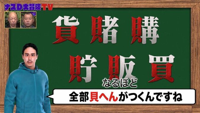 なぜ、お金にまつわる漢字には「貝」がつくものが多いのか……？ ナスDが明かす豆知識 2枚目