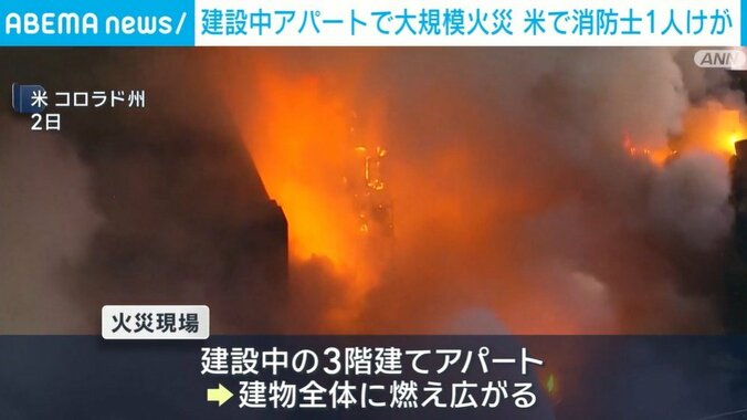 激しい炎と煙に包まれる現場