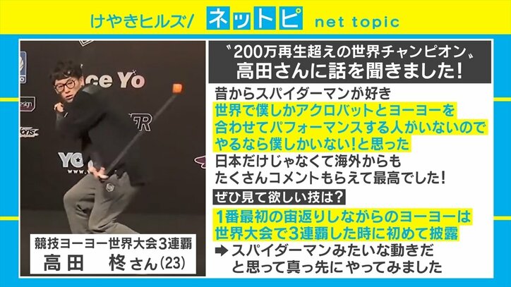 まるでスパイダーマン!? ヨーヨー世界チャンピオンのスゴ技動画がSNSで再生回数200万超え