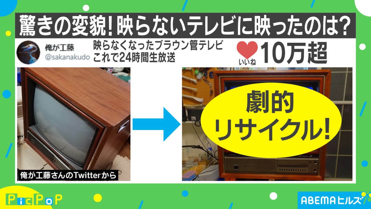 餌落としたい」レトロなブラウン管テレビが“水槽”に！ 劇的