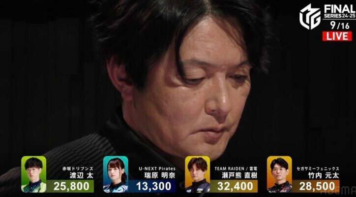 【写真・画像】ハラハラ展開も気迫で白星もぎ取った！瀬戸熊直樹、個人2連勝！窮地から復活したトップ目直撃弾「しっかり前を追いたい」／麻雀・Mリーグ　1枚目