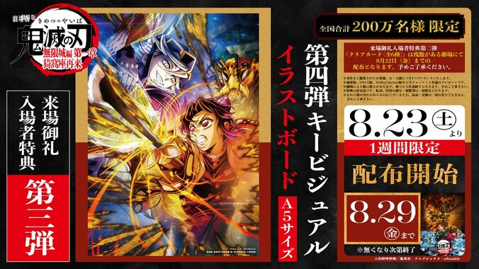 アニメ『劇場版「鬼滅の刃」無限城編 第一章 猗窩座再来』来場御礼入場者特典第3弾は「第4弾キービジュアル イラストボード」