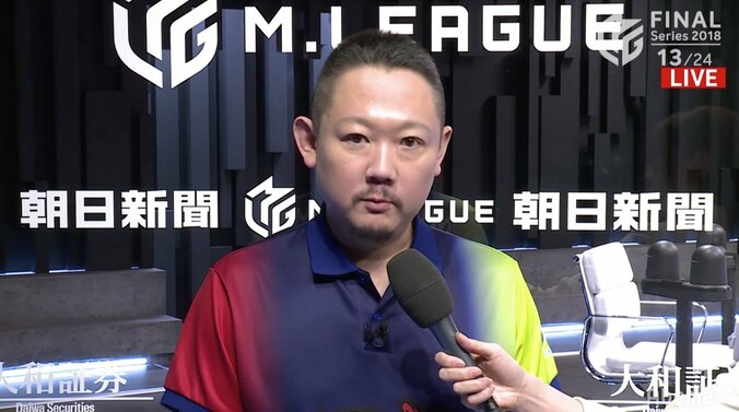 これぞリーチ超人・村上淳！リーチ4発成功＆小三元で圧勝／麻雀・Mリーグ2018　朝日新聞ファイナルシリーズ 3枚目