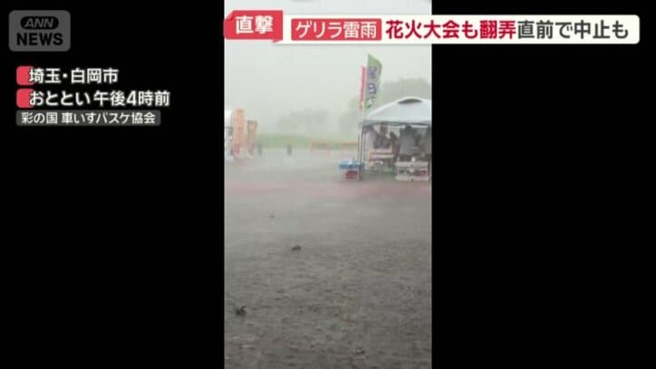 白岡市の祭り会場でも大雨