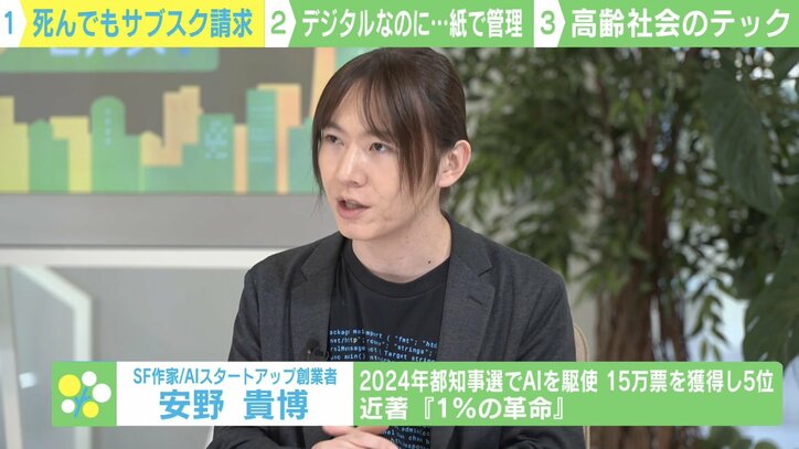 AIエンジニア/SF作家の安野貴博氏