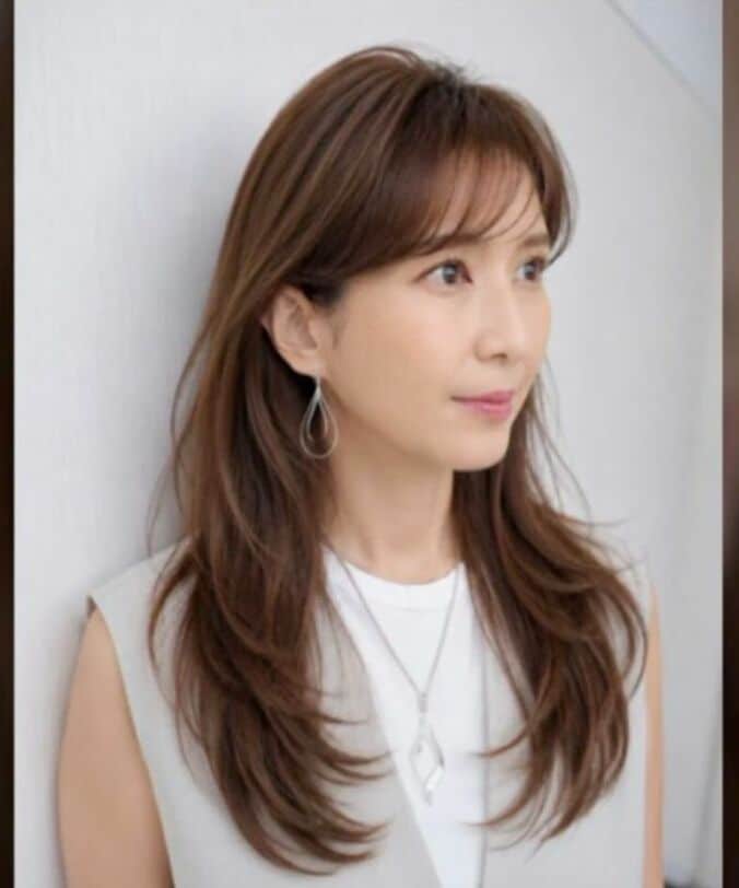 ロングヘア姿の徳永有美アナウンサー（AI作成）