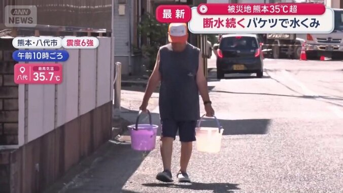炎天下のなかバケツ2杯分の水を持ってきた