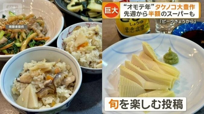 タケノコごはんに生の刺し身も
