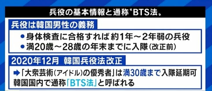 芸能人は最も厳しい部隊を選ぶ傾向も…「BTSメンバーの兵役は免除されるべき?」韓国の議論から考える日本の国防