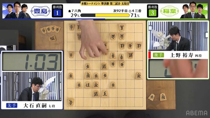 「見たことない」「面白い形」香車が横一線に並ぶ“珍形”出現に解説棋士＆女流棋士が興味深々／将棋・ABEMAトーナメント2024