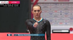 美女体操選手の珍行動に「初めて見ました…」実況席驚き 演技前に見せた“寄り目”ルーティンが話題