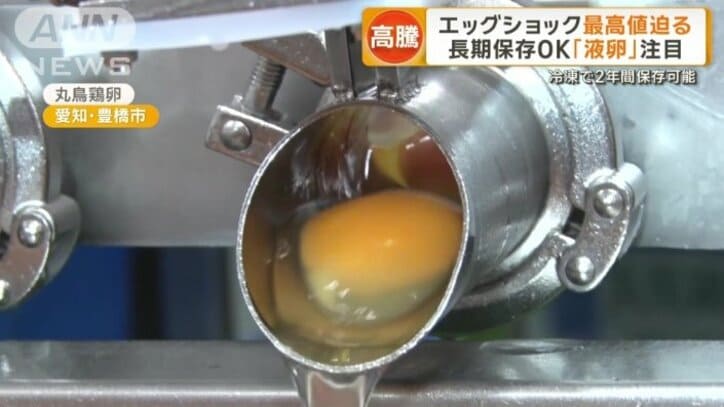 機械の中から飛び出してくる生卵