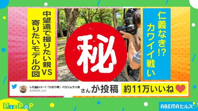 1歳娘が「ちかい ちかい」中望遠レンズの前で見せた全力の“撮影してアピール”に悶絶の声 1枚目