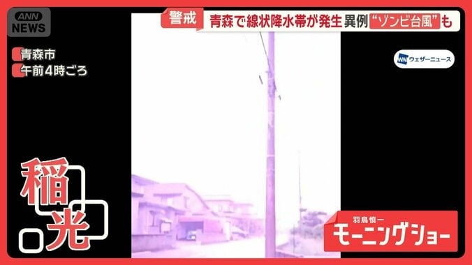 「線状降水帯」発生　青森で大雨　激しい稲光　居座り＆ゾンビ“ダブル”台風も 1枚目