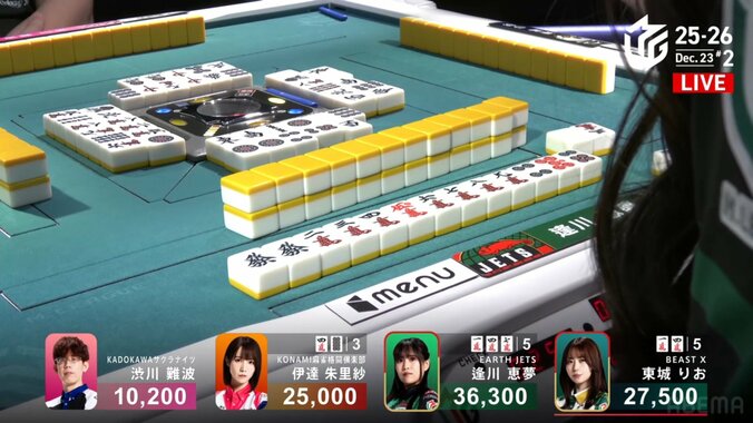 豪快フィニッシュ！逢川恵夢、勝利を決めた倍満ツモ