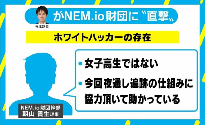 NEM.io財団幹部に直撃「犯人は盗難した大部分を保有」、JKホワイトハッカー“みなりん*”の正体も判明 4枚目