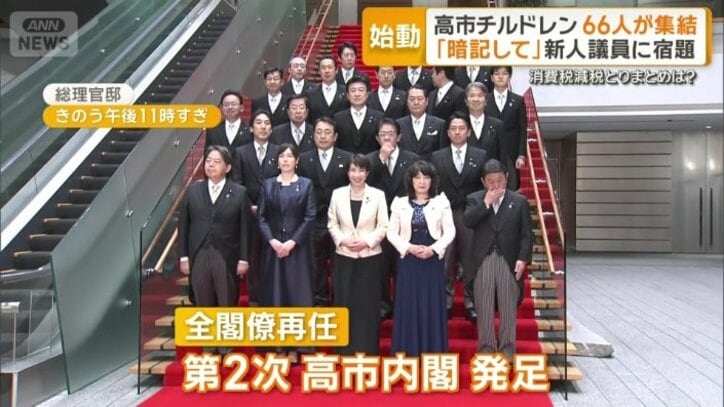 全閣僚再任で発足した第2次高市内閣